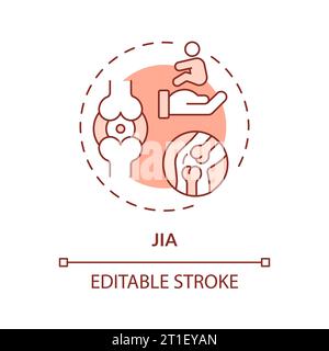 2D customizable thin line red icon JIA concept Stock Vector