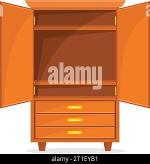 Cupboard icon in flat style. Wardrobe storage vector illustration on isolated background. Drawer cabinet sign business concept. Stock Vector