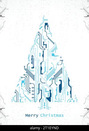 Technology christmas tree from digital electronic circuit. Stock Vector