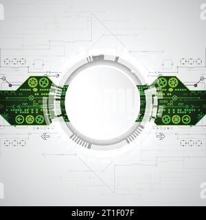 Abstract background with green technological elements. Technology backdrop. Vector illustration Stock Vector