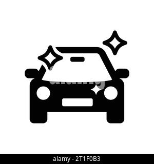 Self-Service Car Wash Icon On White Background. Cleaning Vehicle Vector Illustration. Washing, Drying Car Black And White Icon Stock Vector