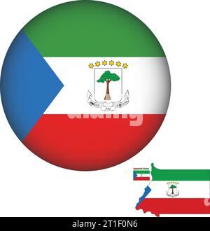 Equatorial Guinea Flag Round Shape Stock Vector
