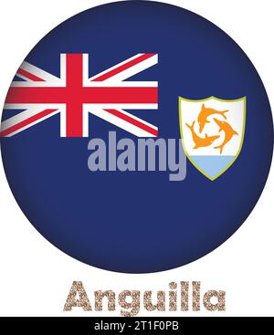 Anguilla Flag Round Shape Stock Vector