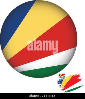 Seychelles Flag Round Shape Stock Vector