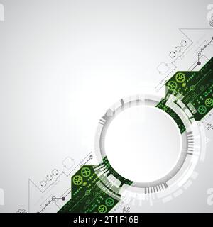 Abstract background with green technological elements. Technology backdrop. Vector illustration Stock Vector