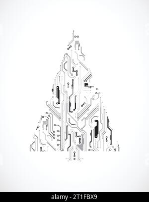 Technology christmas tree from digital electronic circuit. Stock Vector