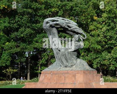 Fryderyk Chopin's monument in the Royal Łazienki Park in Warsaw. A photo for a folder, an article in the press or on the Internet. Nice weather, after Stock Photo