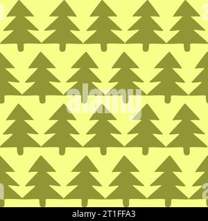 Geometry Christmas tree seamless pattern. Fir tree colorful background for Wrapping paper, Banner, Postcard, Wallpaper. Flat style cartoon vector illu Stock Vector