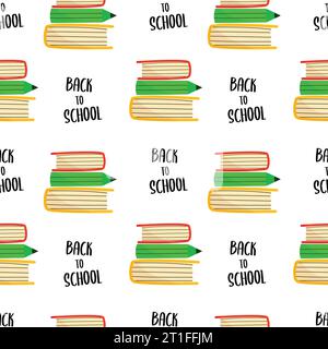 Back to school students seamless pattern university concept. Doodle scandinavian style background. Stock Vector