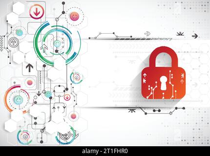 Protection background. Technology security, encode and decrypt, techno scheme, vector illustration Stock Vector