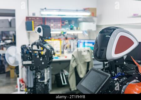 Perm, Russia - July 13, 2023: humanoid robot in the process of assembly ...