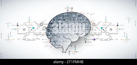 Abstract digital brain,technology concept. Vector Stock Vector