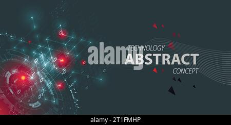 Abstract circle technology concept. Circuit board, high computer color background with red lights. Vector illustration Stock Vector