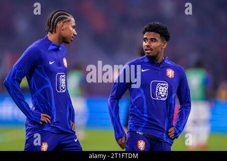 Amsterdam, Netherlands. 13th Oct, 2023. AMSTERDAM, NETHERLANDS - OCTOBER 13: Calvin Stengs of the Netherlands and Jeremie Frimpong of the Netherlands warms up during the UEFA EURO 2024 Qualifying Round Group B match between Netherlands and France at Johan Cruijff ArenA on October 13, 2023 in Amsterdam, Netherlands (Photo by Andre Weening/ Orange Pictures) Credit: Orange Pics BV/Alamy Live News Stock Photo
