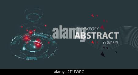 Abstract circle technology concept. Circuit board, high computer color background with red lights. Vector illustration Stock Vector