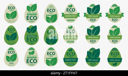 Set of Labels as a chicken egg. Ecological product Stock Vector