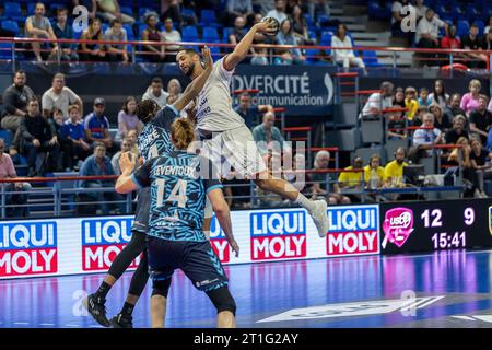 (C) Denis TRASFI / MAXPPP - à Créteil au Palais des sports Robert Oubron le 13-10-2023 - Handball Liqui Moly Starligue - Union Sportive de Créteil Han Stock Photo