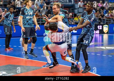 (C) Denis TRASFI / MAXPPP - à Créteil au Palais des sports Robert Oubron le 13-10-2023 - Handball Liqui Moly Starligue - Union Sportive de Créteil Han Stock Photo