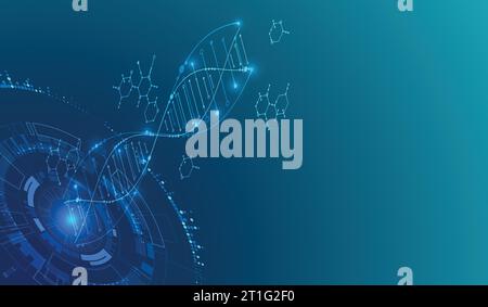 Isometric science concept. Abstract DNA technology background. Vector illustration Stock Vector