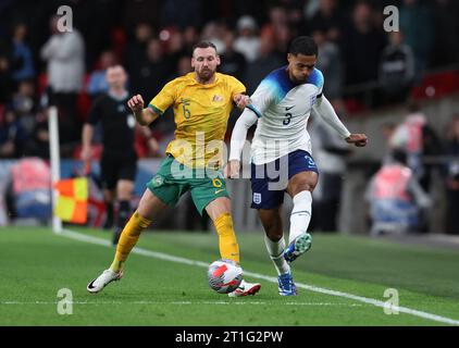 London, UK. 13th Oct, 2023. Martin Boyle of Australia and Levi Colwill of England during the International Friendly match at Wembley Stadium, London. Picture credit should read: David Klein/Sportimage Credit: Sportimage Ltd/Alamy Live News Stock Photo