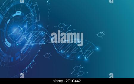 Isometric science concept. Abstract DNA technology background. Vector illustration Stock Vector