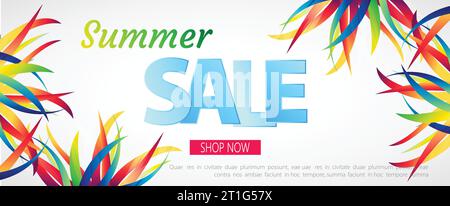 Summer Sale banner design for your business. Vector illustration. Stock Vector