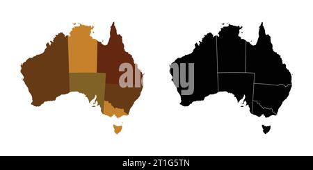 Australian vector silhouette map white background Stock Vector