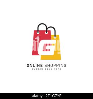 Shopping Bag Logo icon symbol with Letter G. Vector file Alphabet G concept design logo template Stock Vector