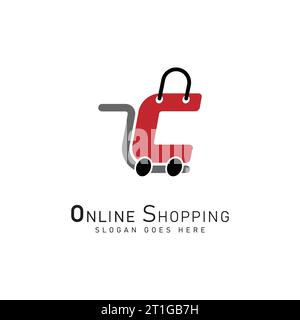 Shopping Cart Letter C Logo. Modern icon symbol template vector design. Alphabet C online store logo Stock Vector