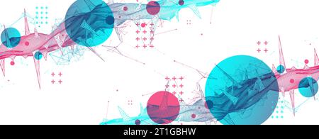 Wireframe science background with plexus effect. Futuristic vector illustration. Stock Vector