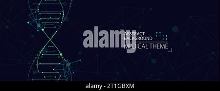 Science template, abstract background with a 3D DNA molecules. Vector illustration. Stock Vector