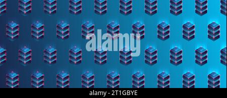 Isometric technology towers simple pattern. Stock Vector