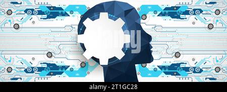 Artificial intelligence (AI) Machine cyber mind. Technology vector background. Stock Vector