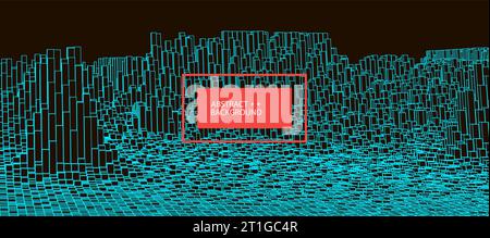 Square pattern. Wireframe landscape background. Futuristic vector ...