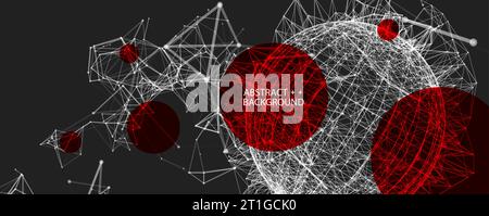 Abstract geometric 3d sphere made of points and lines. Futuristic technology style. Stock Vector