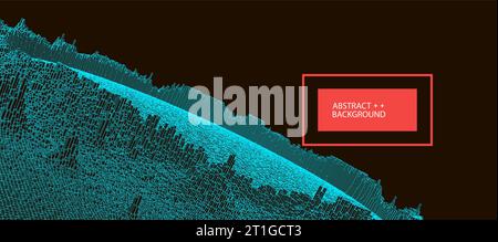 Square pattern. Wireframe landscape background. Futuristic vector illustration. Stock Vector