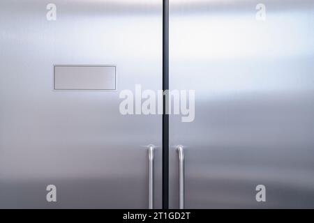 Steel door to the laboratory. Closed steel door. Stock Photo