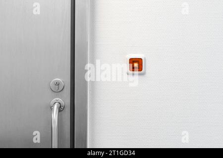 Steel door to the laboratory. Closed steel door. Stock Photo