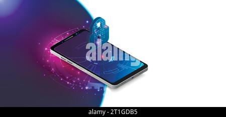 Mobile security protection. Vector illustration. Stock Vector