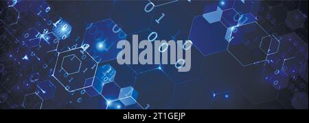 Abstract blue hexagon futuristic background for design works. Stock Vector