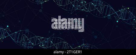 Science template, abstract background with a 3D DNA molecules. Vector illustration. Stock Vector