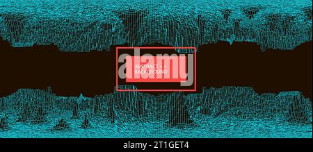 Square pattern. Wireframe landscape background. Futuristic vector illustration. Stock Vector