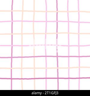 Naive brutal lines grid pastel seamless pattern. Hand drawn squared print. Colored modern pastel plaid design. Homestead Farmhouse Print. Romantic Cot Stock Vector