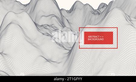 Big Data. Abstract digital landscape. Wireframe landscape background. Stock Vector