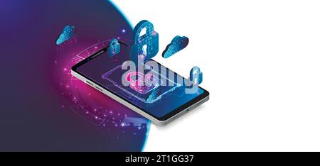 Mobile security protection. Vector illustration. Stock Vector