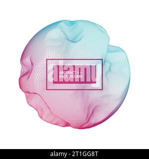 Abstract sphere background with waves. 3D surface. Stock Vector