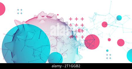 Abstract sphere background with plexus effect. 3D surface Stock Vector ...