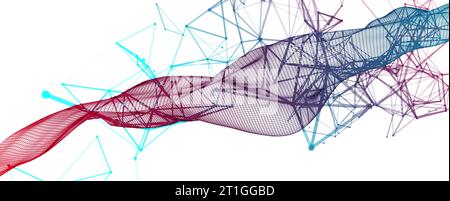 Polygonal science background with connecting dots and lines. Digital data visualization. Stock Vector