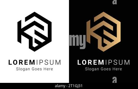Luxury Initial KM or MK Monogram Text Letter Logo Design Stock Vector