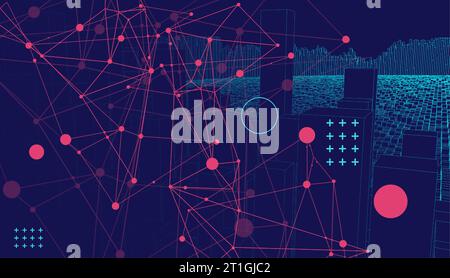 Square pattern. Wireframe background. Futuristic vector illustration. Stock Vector